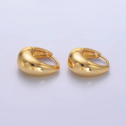 Gold Dome Hoops Earrings 15mm