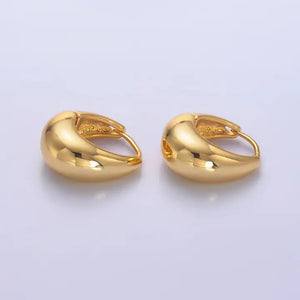 Gold Dome Hoops Earrings 15mm