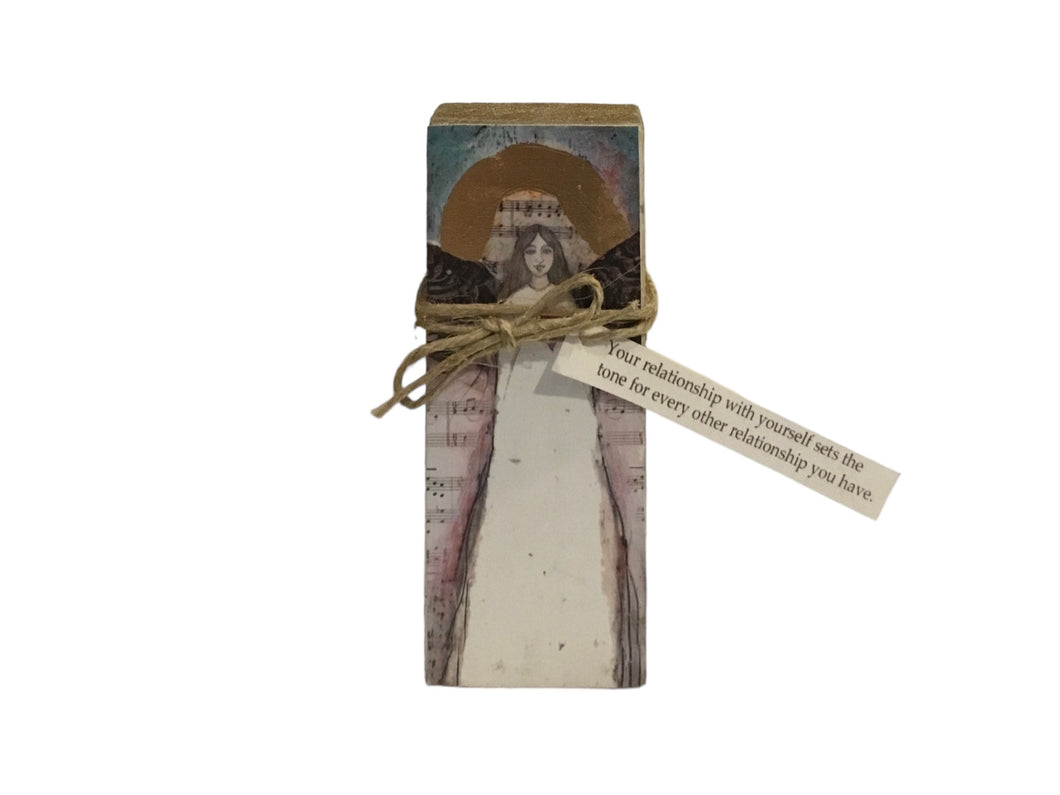 Small Wood Block Angel 