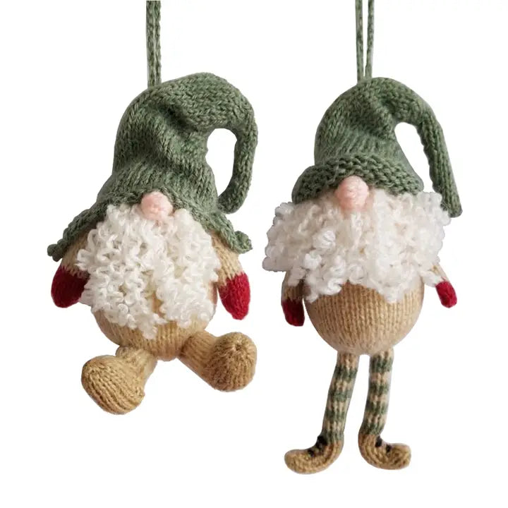 Handmade Knit Gnome Ornament