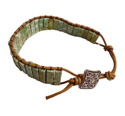Mint Impression Jasper Cylinder Bead Bracelet