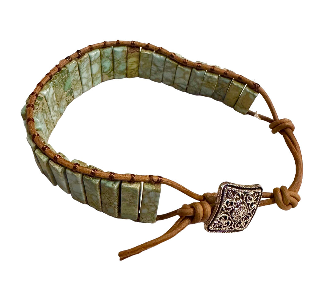 Mint Impression Jasper Cylinder Bead Bracelet