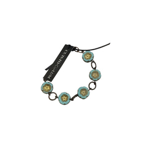 Light Blue Hawaiian Flower Glass Bracelet