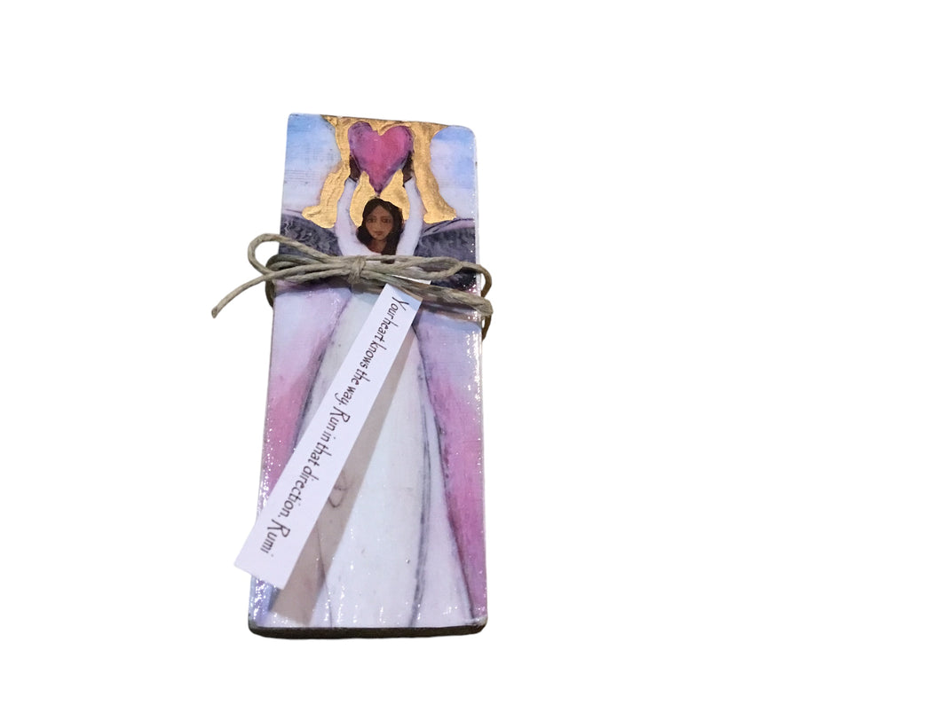 Small Wood Block Angel 