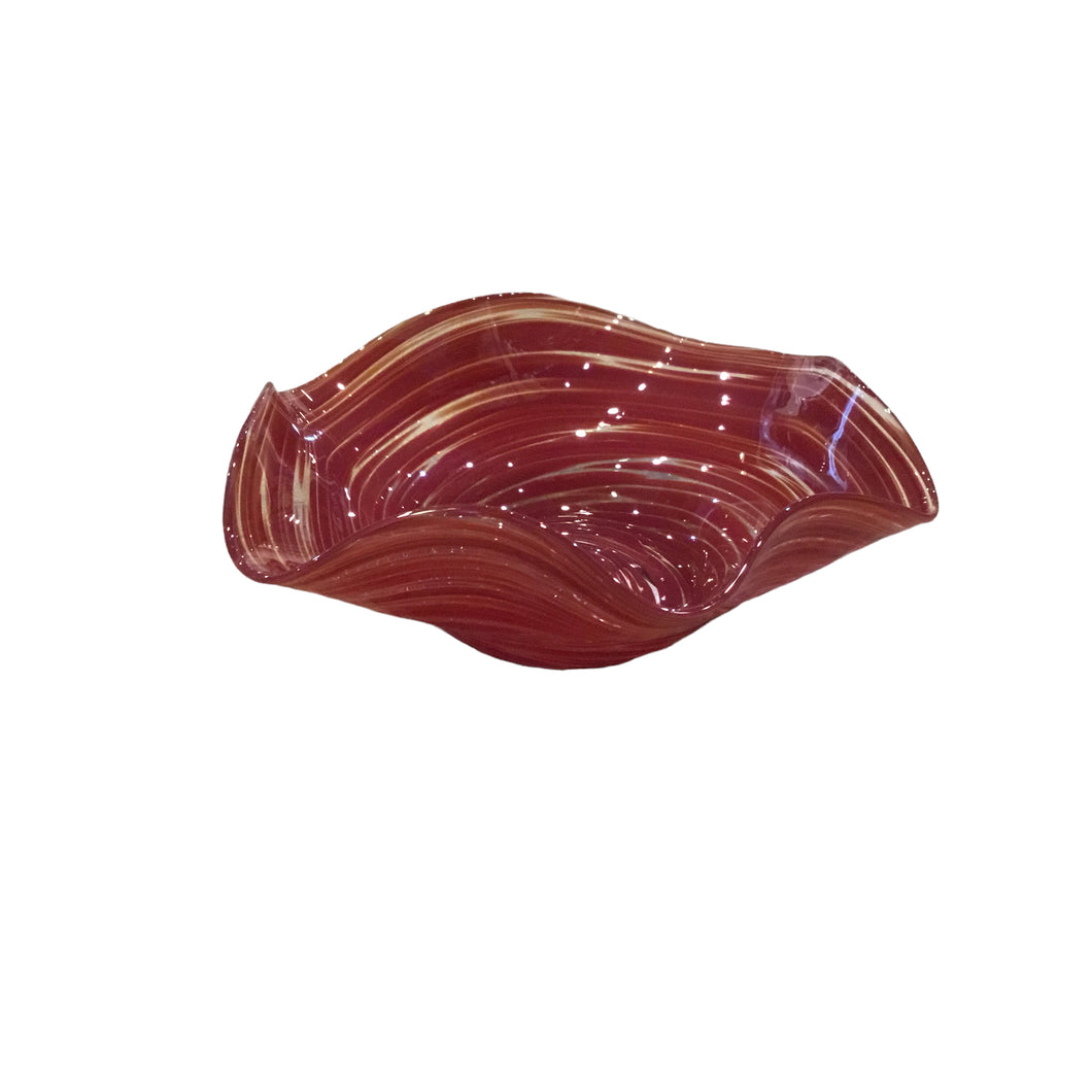 Blown Glass Wavy Bowl Small - Maroon