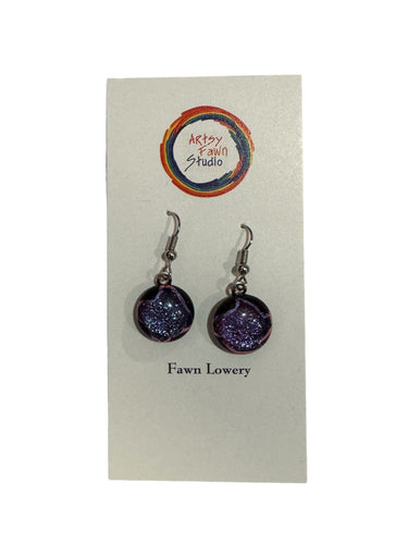 Dichroic Fused Glass Earrings--Mixed Purple