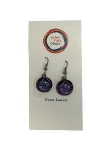 Dichroic Fused Glass Earrings--Mixed Purple