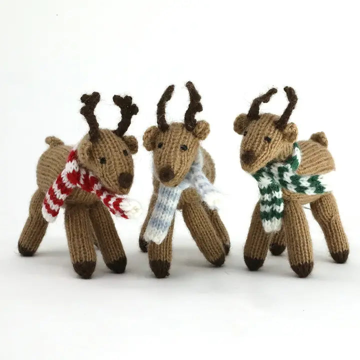 Handmade Knit Reindeer Ornament