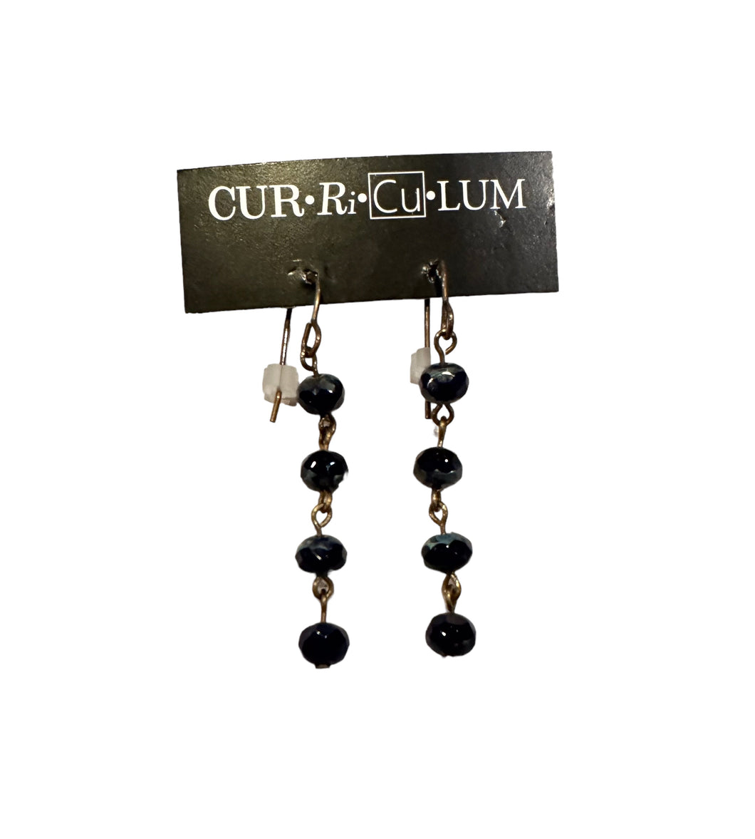 Navy Blue Dangle Earrings--Czech Glass Beads