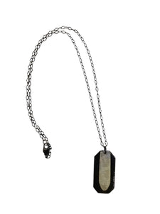 Black Enamel and Brass Pendant