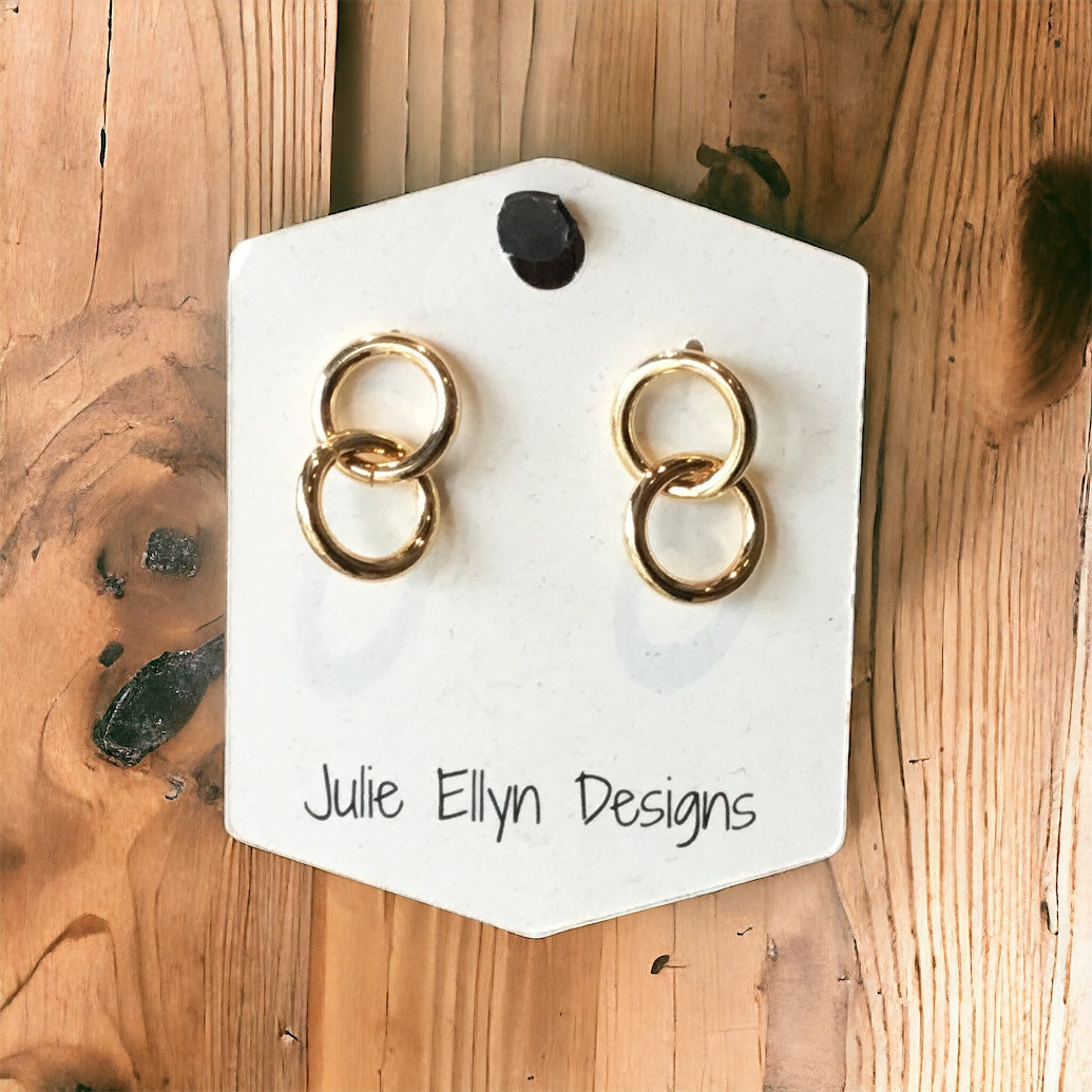 Gold Interlocking Circle Studs