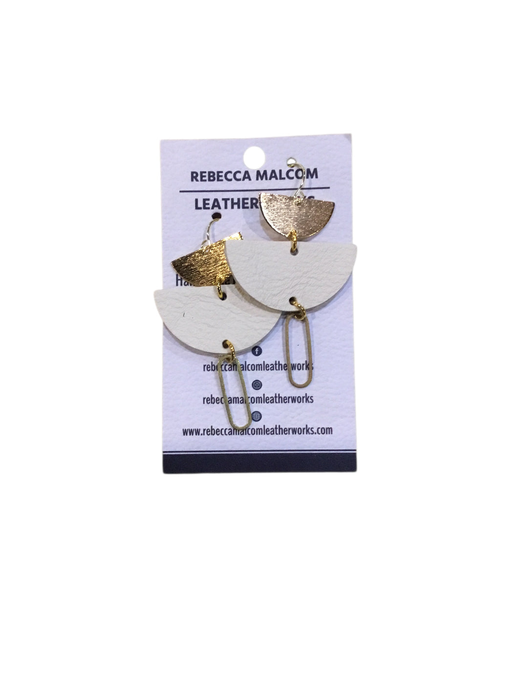 Halfmoon with Brass Earrings - Creme