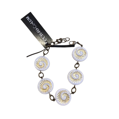 White Fossil Shell Czech Glass Bracelet