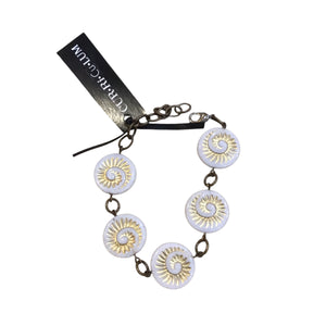 White Fossil Shell Czech Glass Bracelet