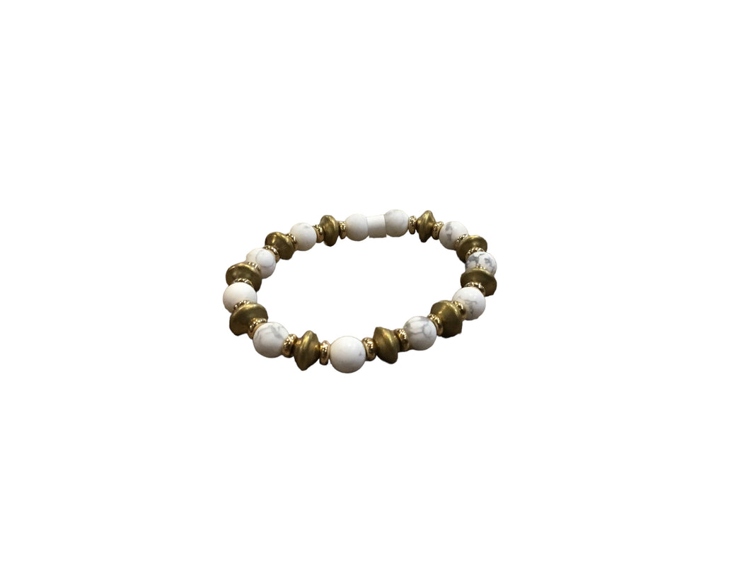 Howlite and Brass Bracelet
