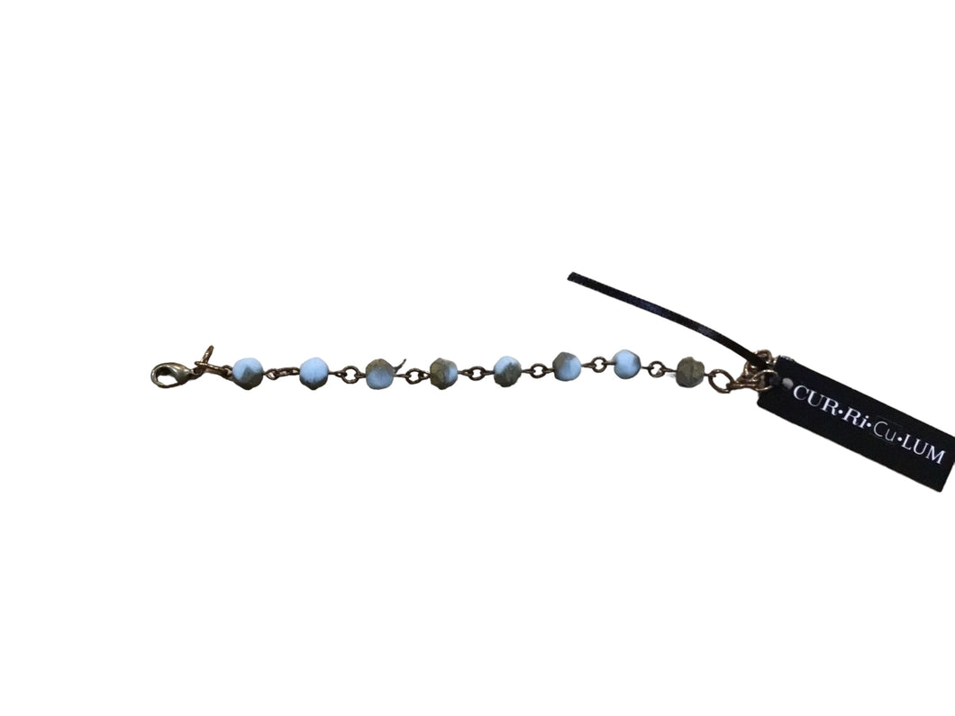 Mint Blue & Gold Czech Glass Bracelet