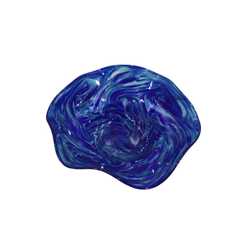 Blue Wavy Bowl with Foot