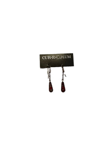 Red and Grey Teardrop Earrings--Czech Glass Beads