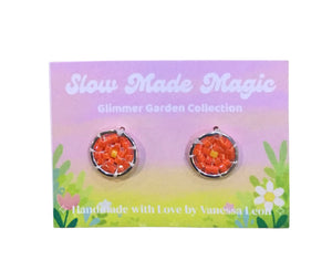 Circular Stud Earrings - Orange