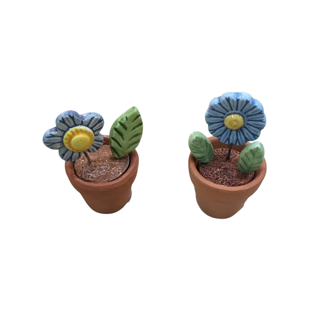 Tiny Pot with Leaves and Flower