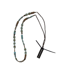 21" Light Blue Mixed Bead Necklace--Czech Glass Beads
