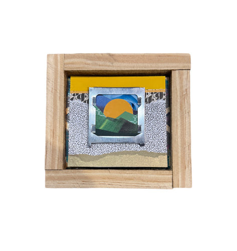 Yellow Sun and Green Mountains Wall Hanging