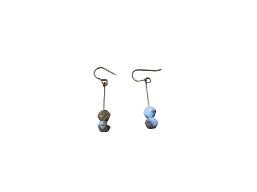 Mint blue & gold Czech glass earrings