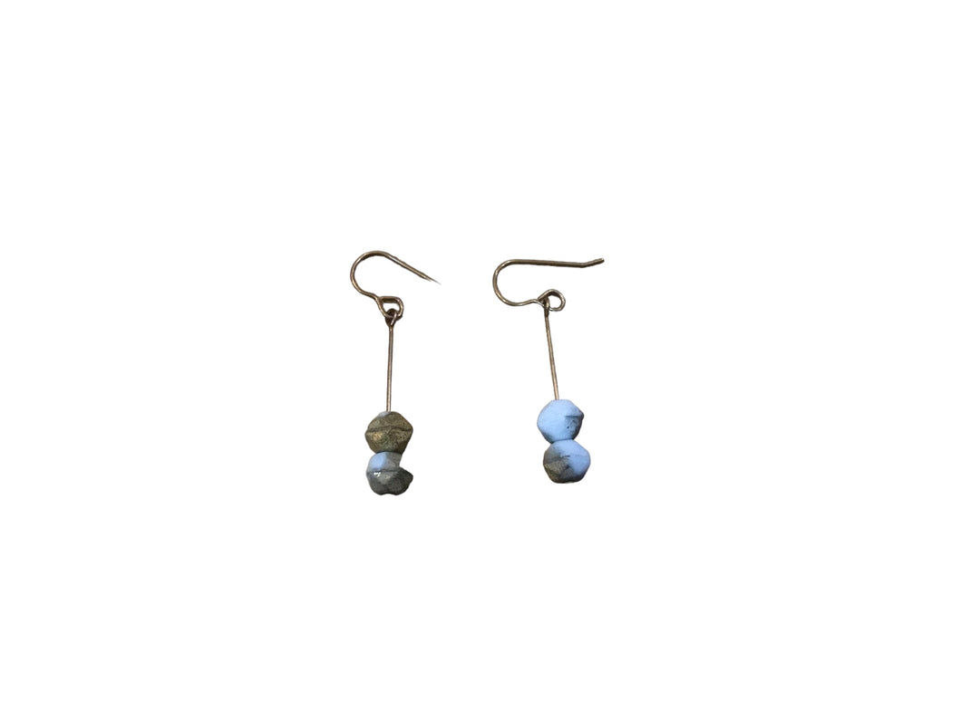 Mint Blue & Gold Czech Glass Earrings