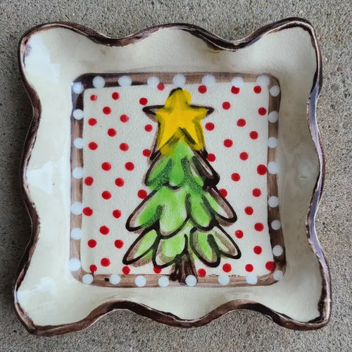 Small Candle Plate (Tree Red Dots)