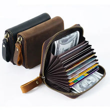 Genuine Leather Credit Card Holder/Wallet - Dark Brown