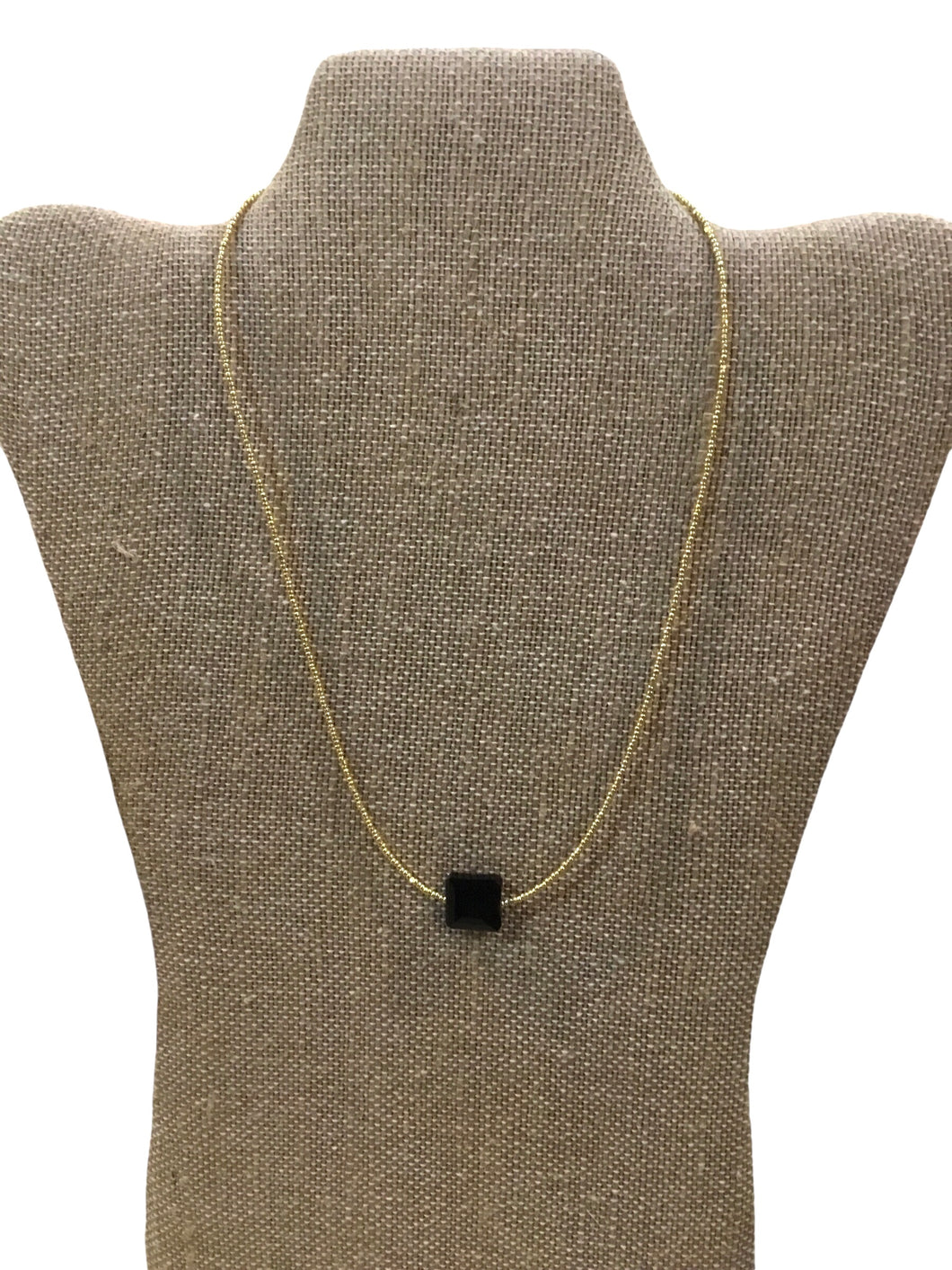 Black Crystal on Gold Choker