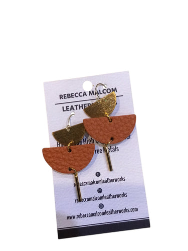 Halfmoon with Bar Earrings - Orange