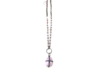 Pink opal cross necklace