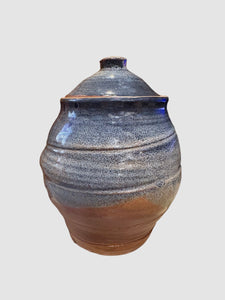 Georgia Clay Blue and Brown Jar with Lid