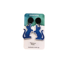 Blue Cat Earrings