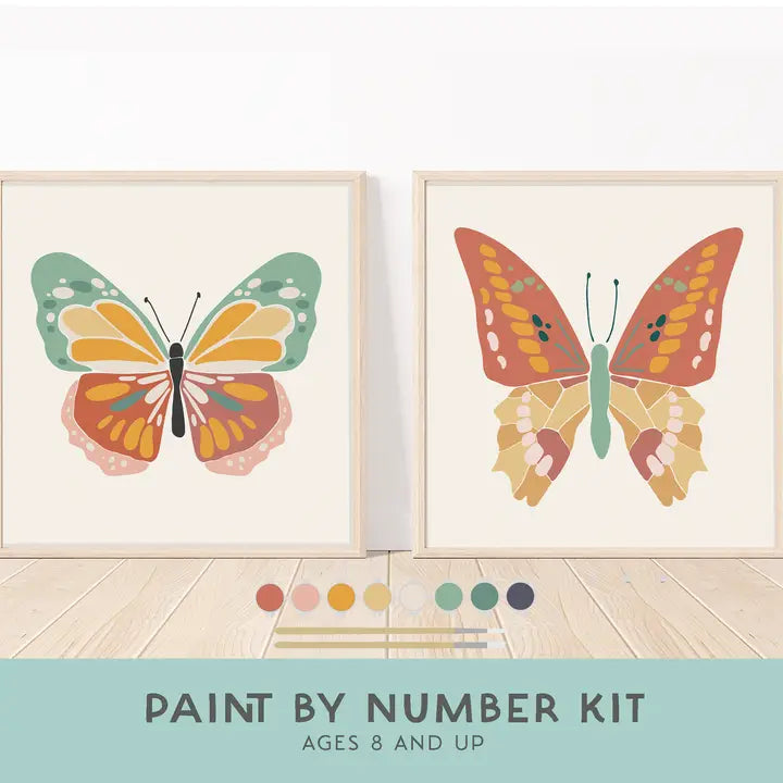 Butterflies Paint By Number Kit + Easel For Kids