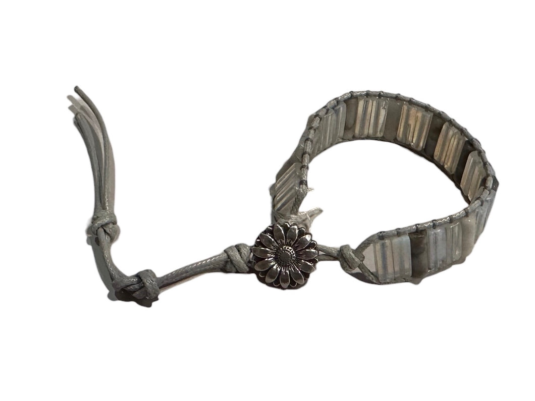 Blue Calcite Cylinder Bead Bracelet