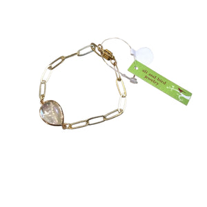 Paperclip Bracelet with Large Mother of Pearl Bead