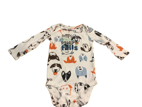 6M - snips, snails, and puppy tails onesie