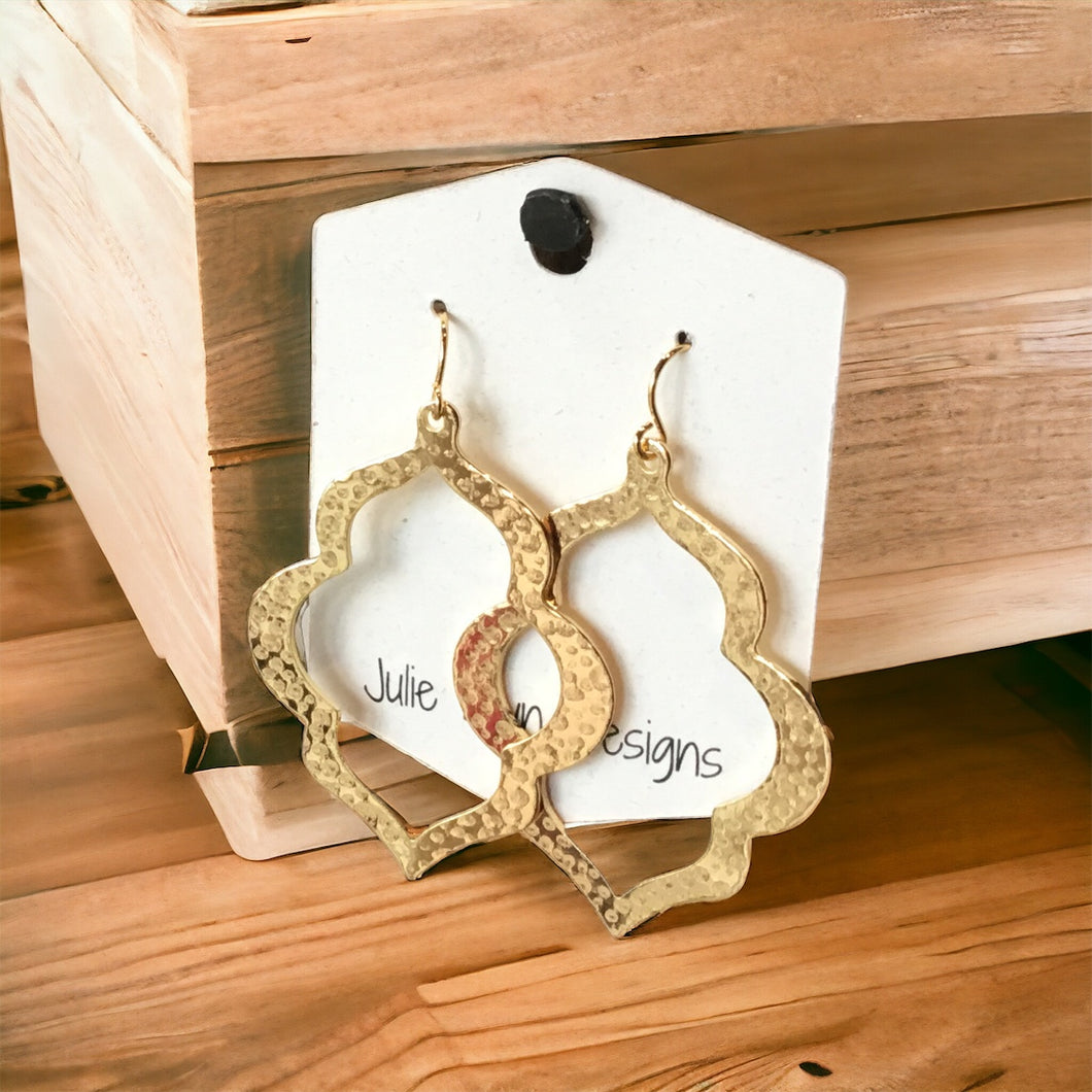 Hammered Open Gold Quatrefoil Earrings