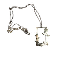Silver Bird  Necklace - Rectangle