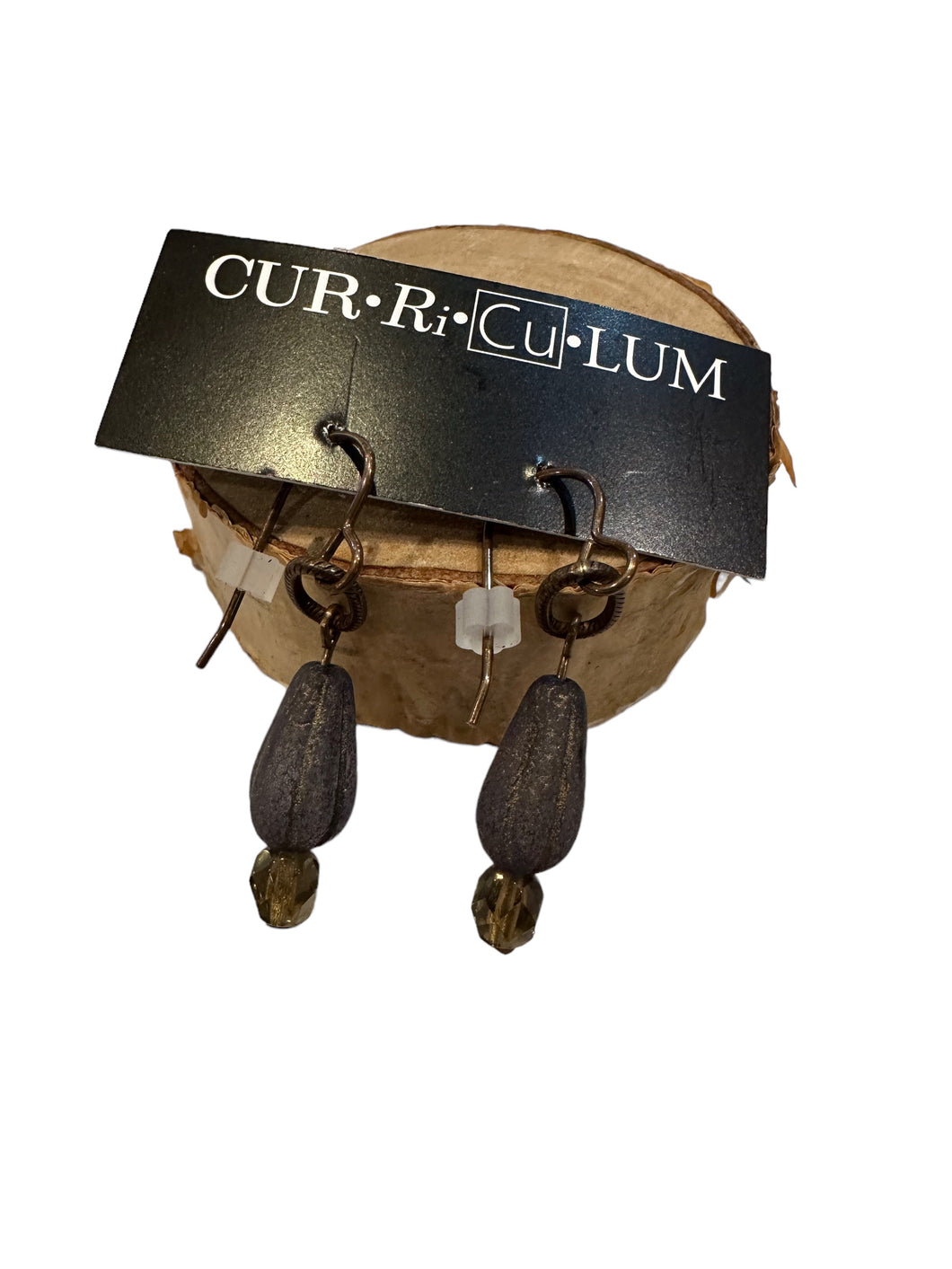 Matte Black Earrings--Czech Glass Beads