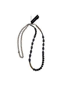 32" Matte and Jet Black Necklace--Czech Glass Beads
