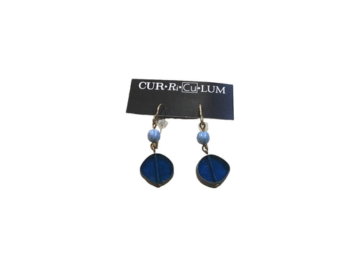 Capri blue and denim blue Czech bead earrings