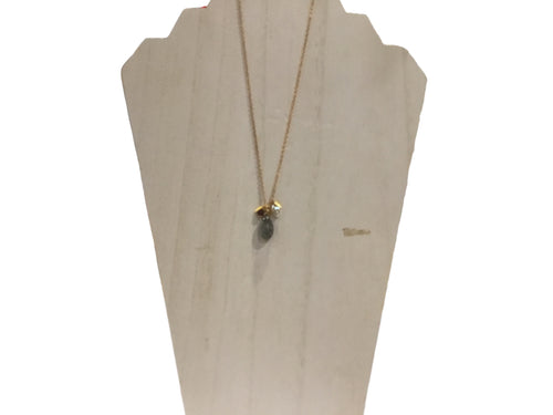 Labradorite, Tourmaline, Pearl, and Brass Maxi Gemstone Pendant