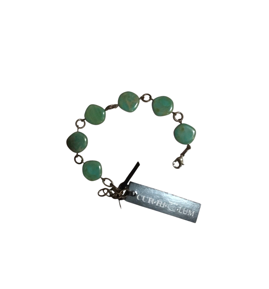 Aqua Coin Czech Glass Bracelet