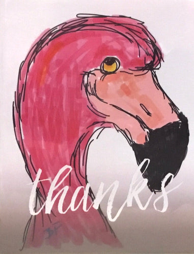 Note Card - Flamingo Thanks