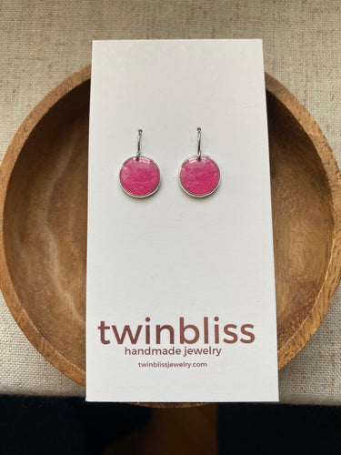 Small Silver/Pink Circle Earrings
