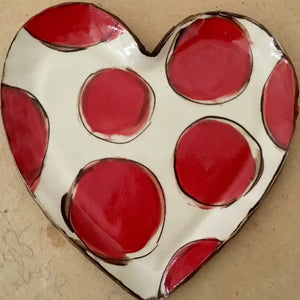 Small Heart Plate (Red Polka Dots)