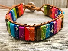 Rainbow Jasper Cylinder Bead Bracelet